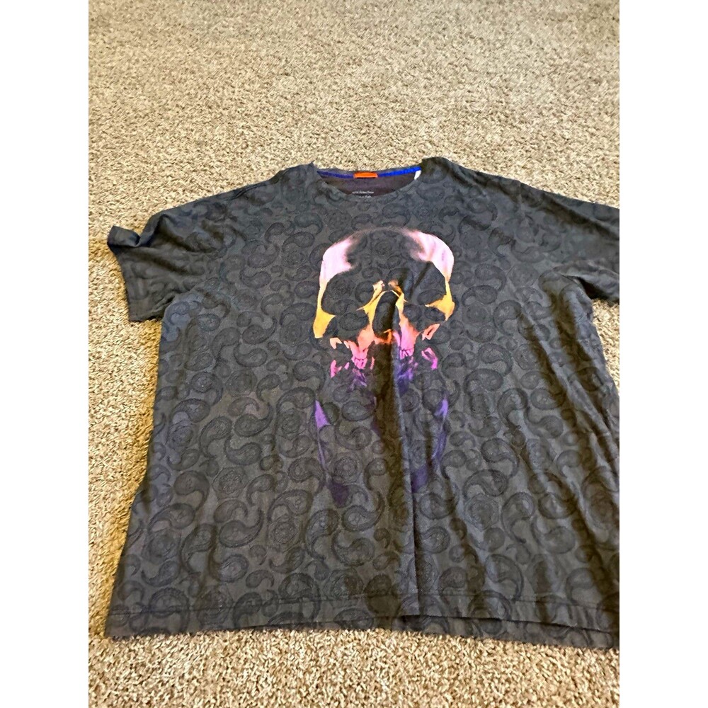 Robert Graham Men’s L Cotton Skull Graphic Print Crew Neck Short Sleeve Tee Gray